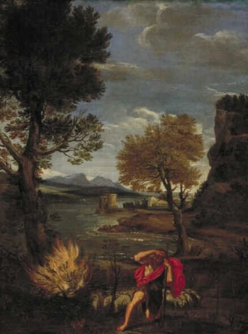 Paisaje con Moisés y el arbusto ardiente - Domenichino