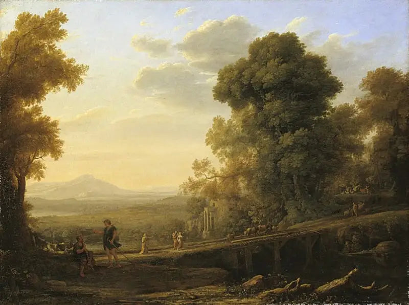Paisaje con Rebecca despidiéndose de su padre - Claude Lorrain