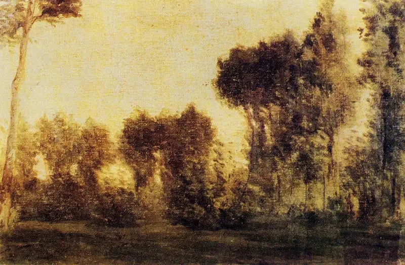 Paisaje con cortina de árboles - Paul Gauguin