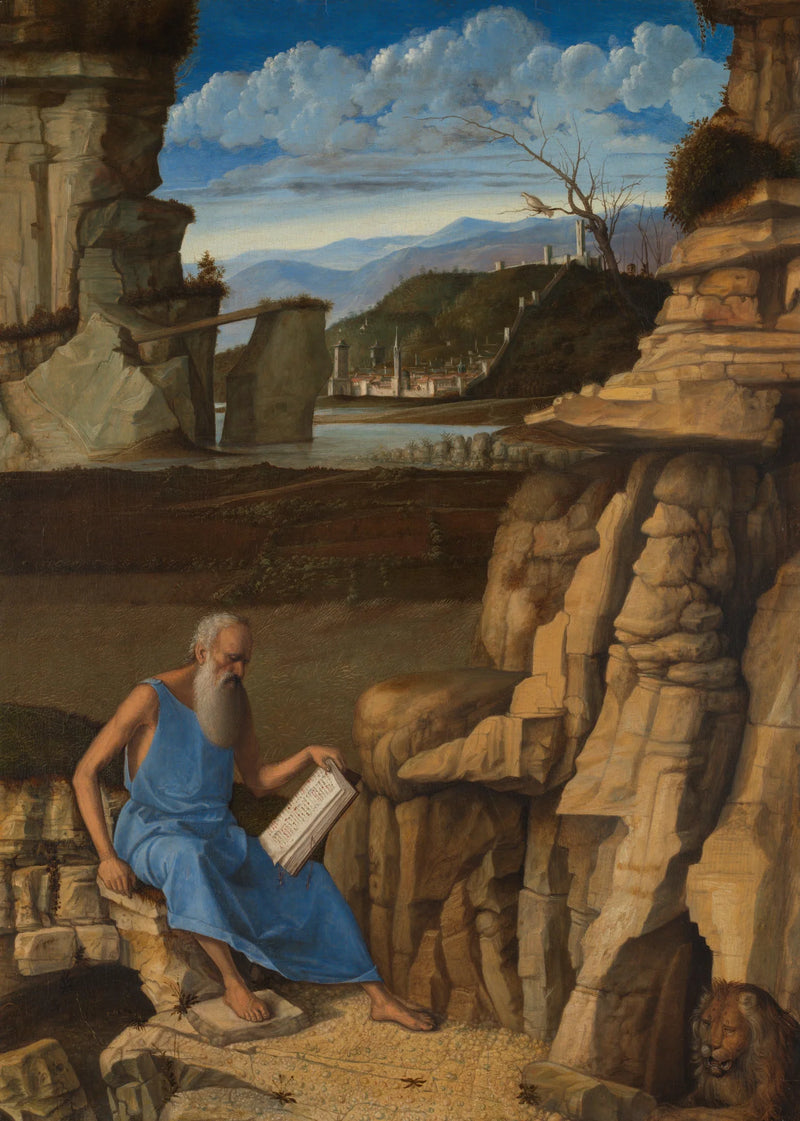 Paisaje con San Jerónimo leyendo - Giovanni Bellini