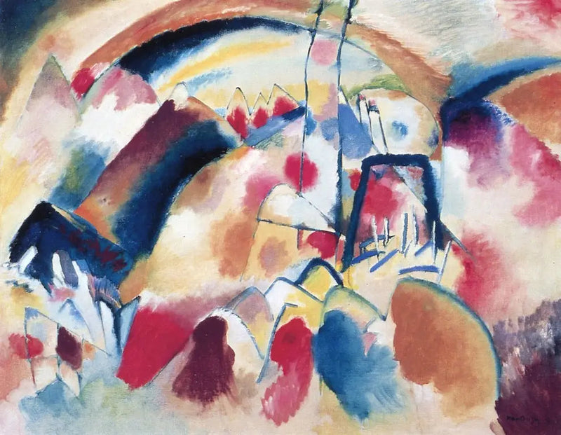 Paisaje con manchas rojas - Vassily Kandinsky