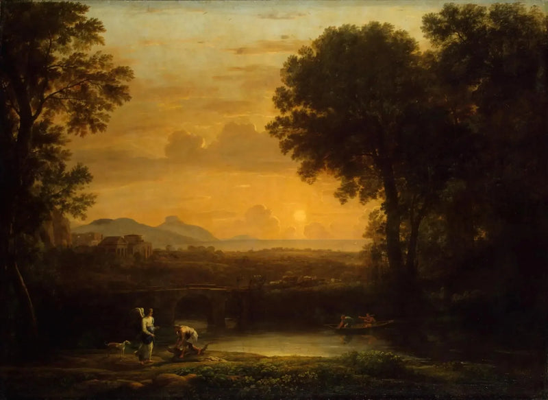 Paisaje con Tobías y el ángel (Atardecer) - Claude Lorrain