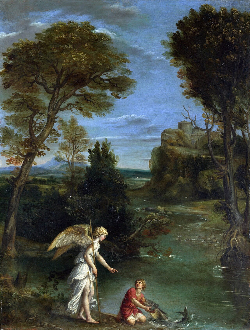 Paisaje con Tobías pescando el pez - Domenichino