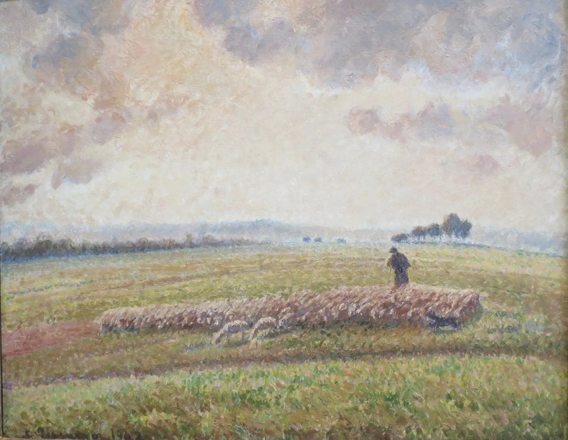 Paisaje con rebaño de ovejas - Camille Pissarro