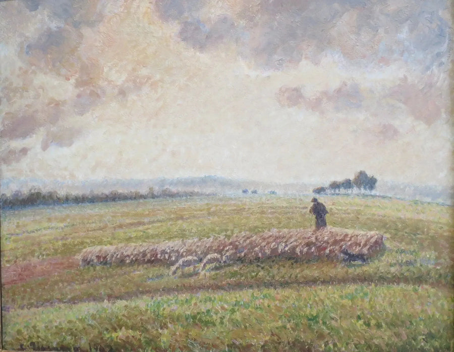 Paisaje con rebaño de ovejas - Camille Pissarro