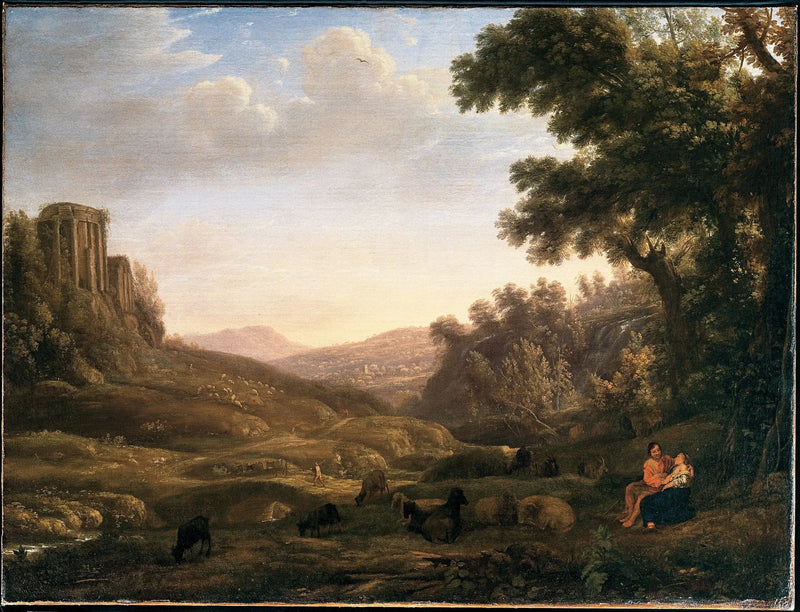 Paisaje con un pastor y una pastora - Claude Lorrain