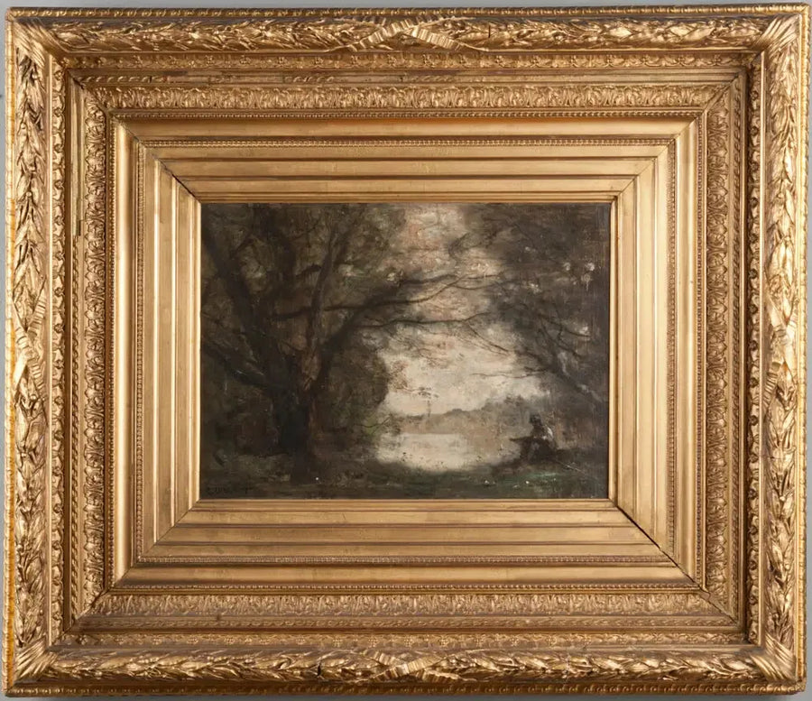 Paisaje con un niño dibujando - Jean-Baptiste Camille Corot