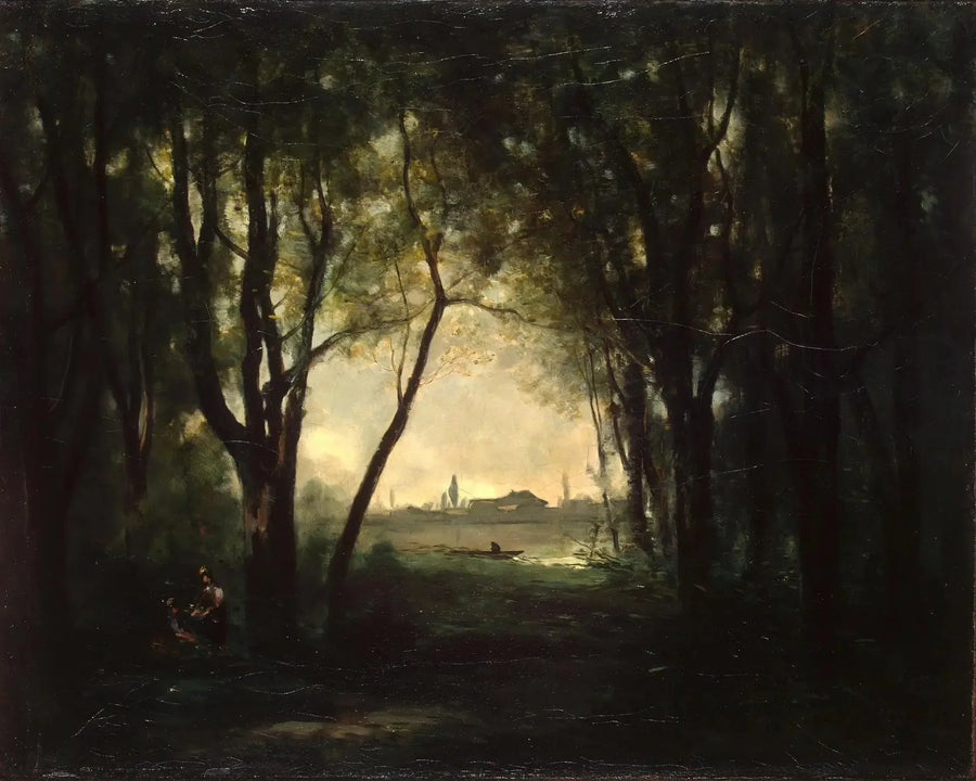 Paisaje con un lago - Jean-Baptiste Camille Corot
