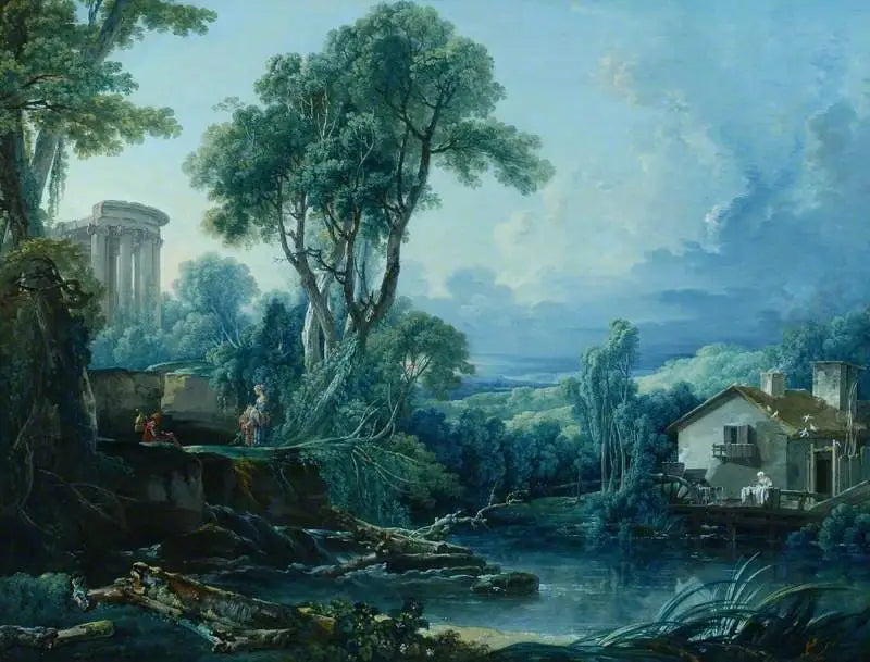 Paisaje con un molino de agua - François Boucher