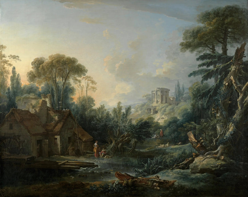 Paisaje con un molino de agua - François Boucher