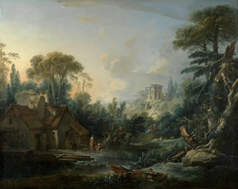 Paisaje con un molino de agua - François Boucher