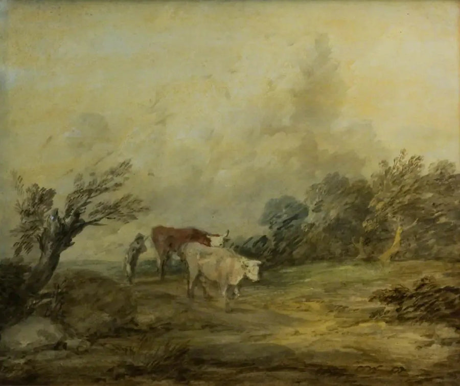 Paisaje con un campesino conduciendo vacas - Thomas Gainsborough