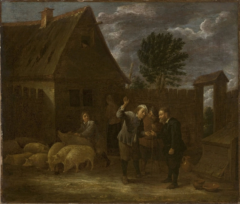 Paisaje con un vendedor de cerdos - David Teniers el Joven