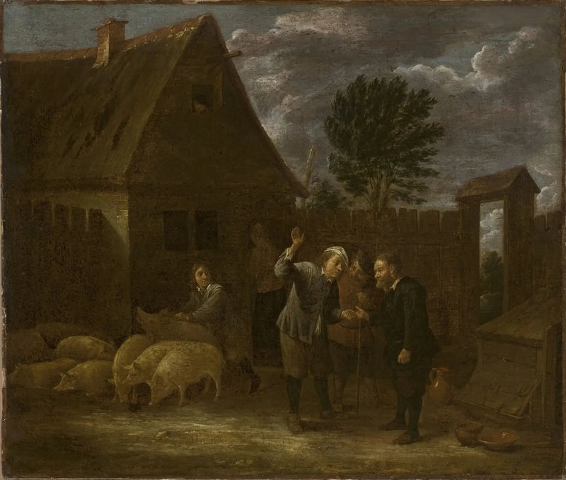Paisaje con un vendedor de cerdos - David Teniers el Joven