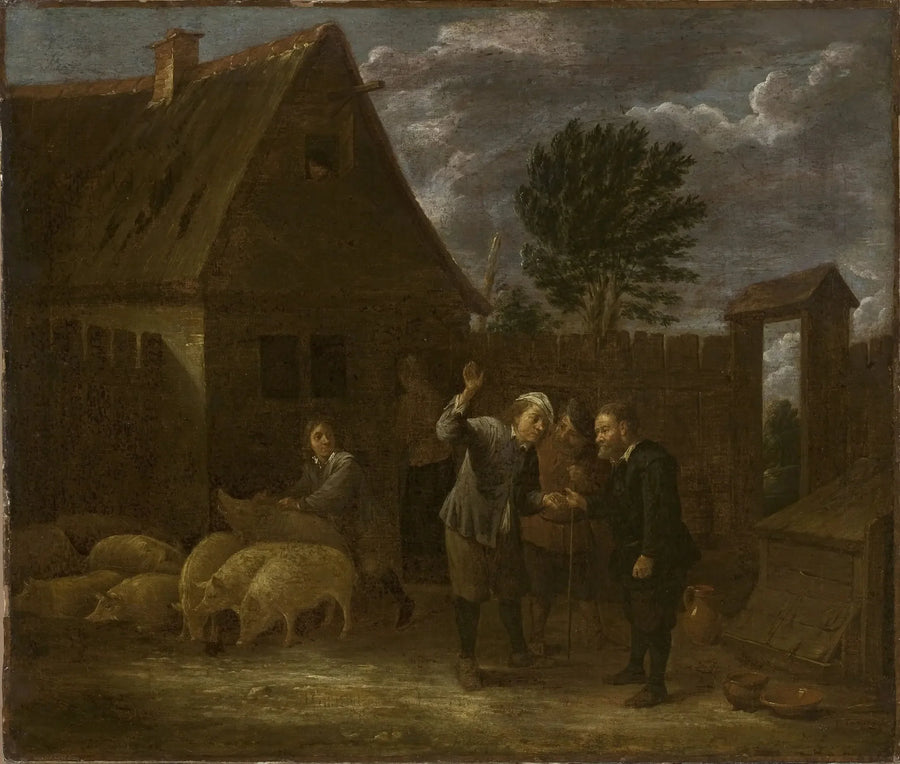 Paisaje con un vendedor de cerdos - David Teniers el Joven