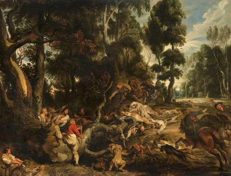 Paisaje con una caza de jabalí - Peter Paul Rubens