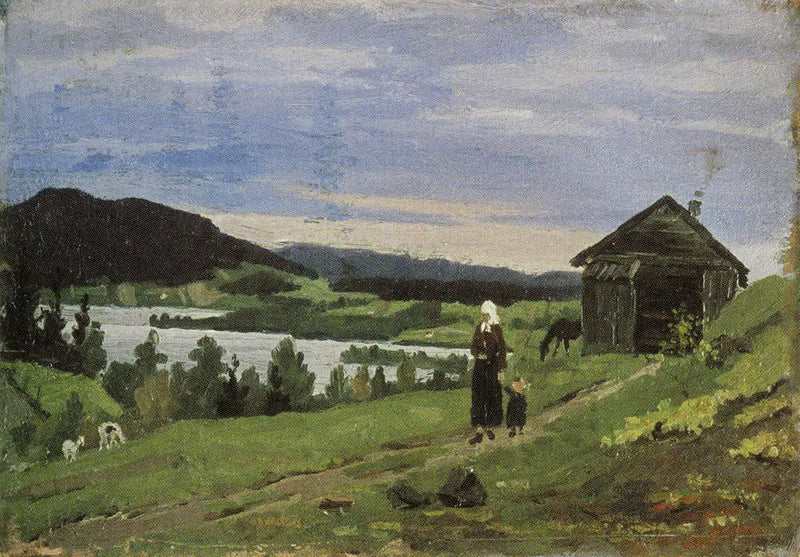 Paisaje con una mujer y un niño - Edvard Munch