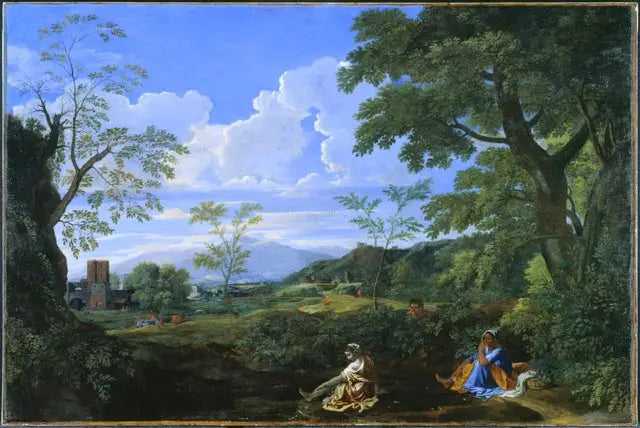 Paisaje con una mujer lavándose los pies - Nicolas Poussin