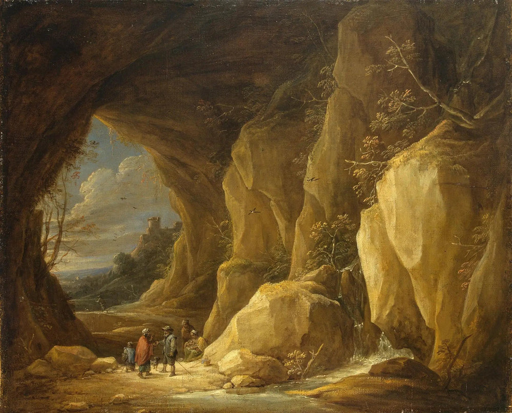 Paysage avec une grotte et un groupe de gitans - David Teniers le Jeune image 1 tableau peint à l’huile sur toile