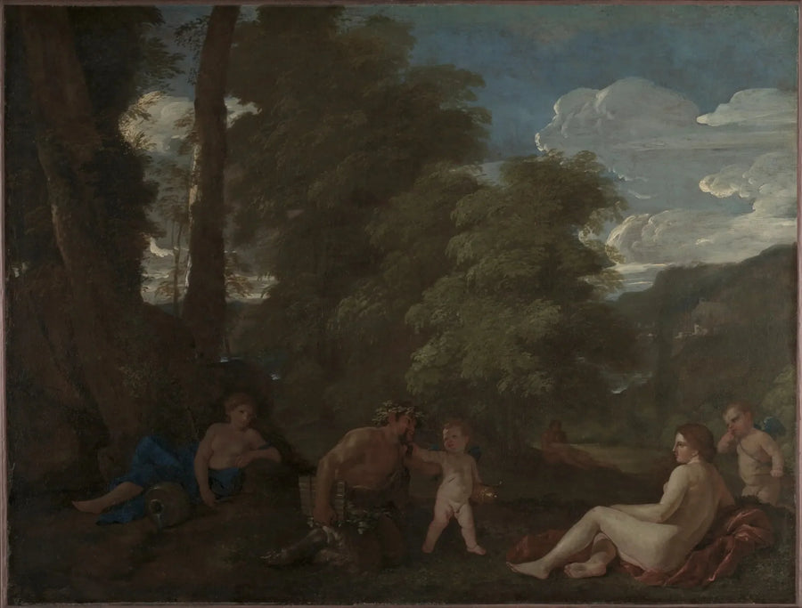 Paisaje con una ninfa y un sátiro - Nicolas Poussin
