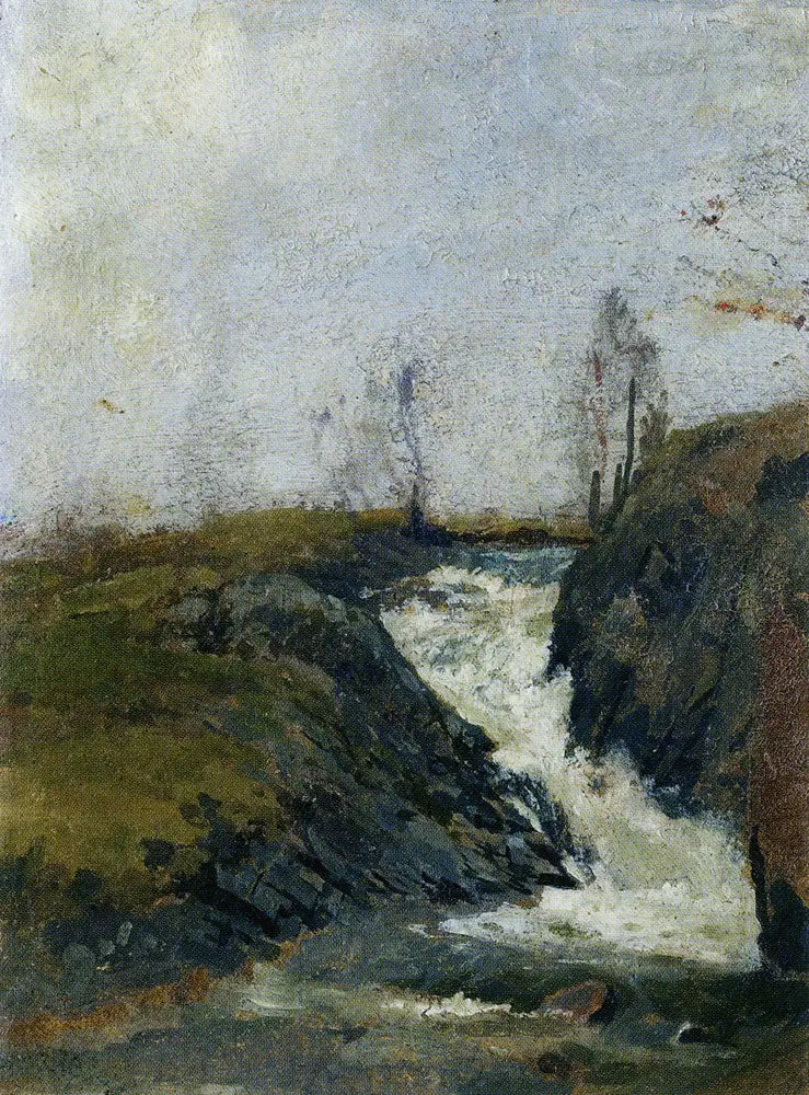 Paisaje con una pequeña cascada - Edvard Munch