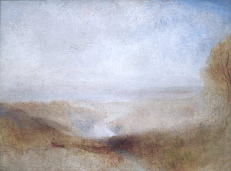 Paisaje con un río y una bahía en la distancia - J. M. W. Turner