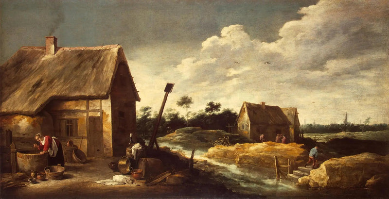Paisaje con una sirvienta en el pozo - David Teniers el Joven