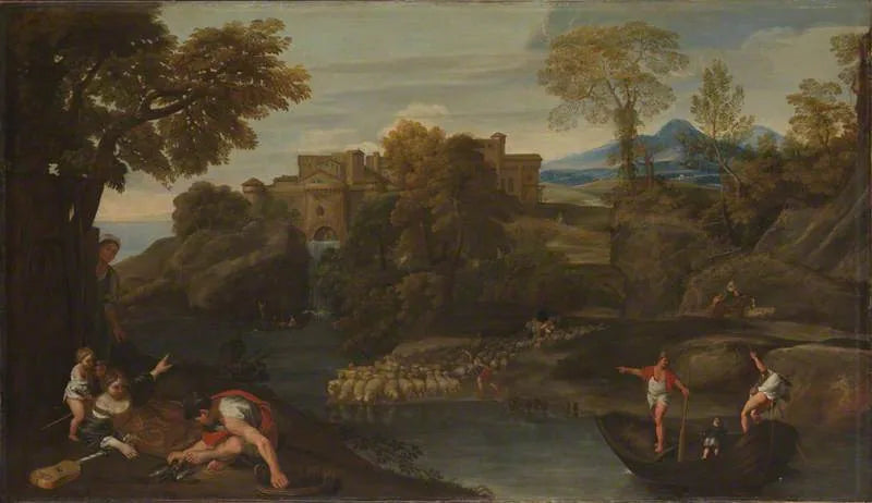 Paisaje con una ciudad fortificada - Domenichino