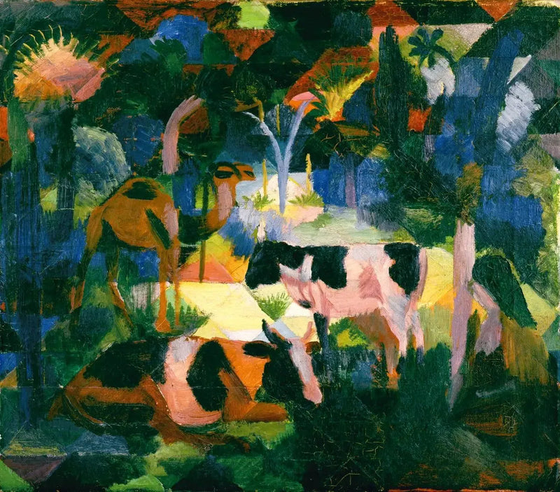 Paisaje con vacas y camellos - August Macke