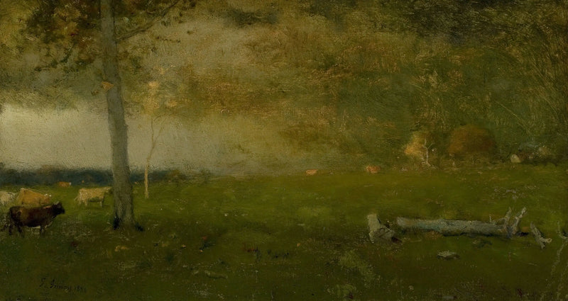 Paisaje (ganado en la tormenta) - George Inness