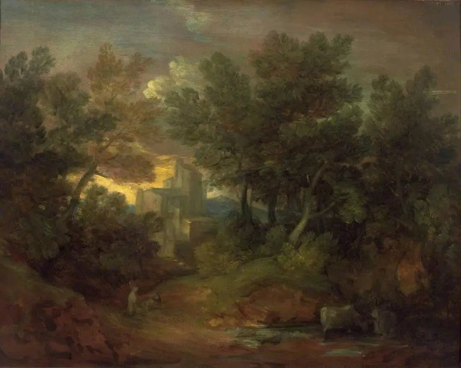 Paisaje boscoso con edificio - Thomas Gainsborough