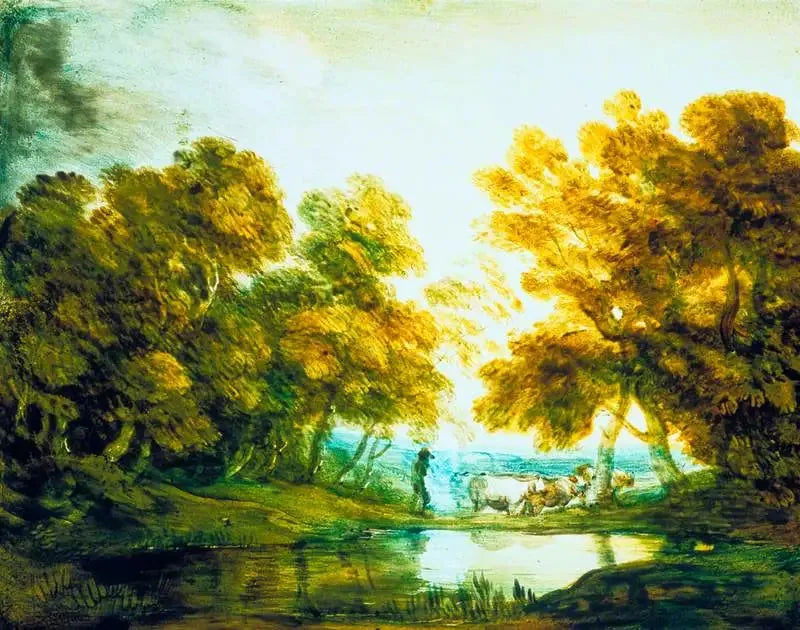 Paisaje boscoso con pastor conduciendo ganado - Thomas Gainsborough