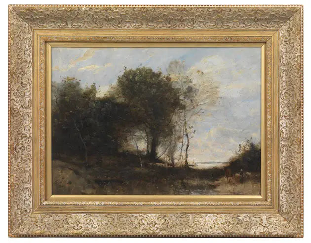 Paisaje boscoso con personajes - Jean-Baptiste Camille Corot