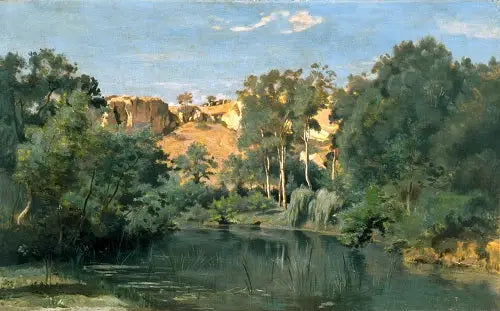 Paisaje boscoso con un estanque - Jean-Baptiste Camille Corot