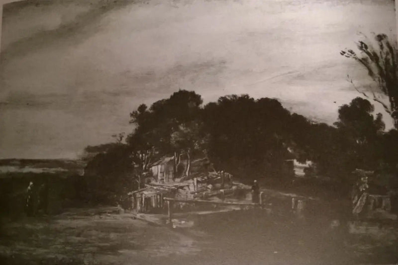 Paisaje con cabañas - Rembrandt