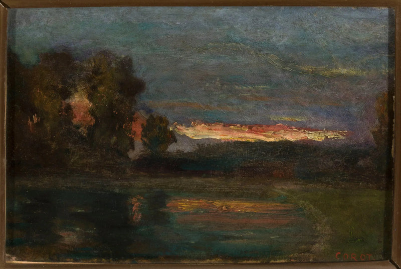 Paisaje – Crepúsculo junto al agua - Jean-Baptiste Camille Corot