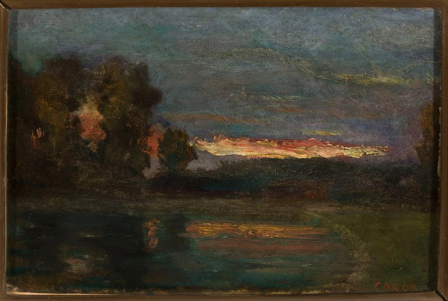 Paisaje – Crepúsculo junto al agua - Jean-Baptiste Camille Corot