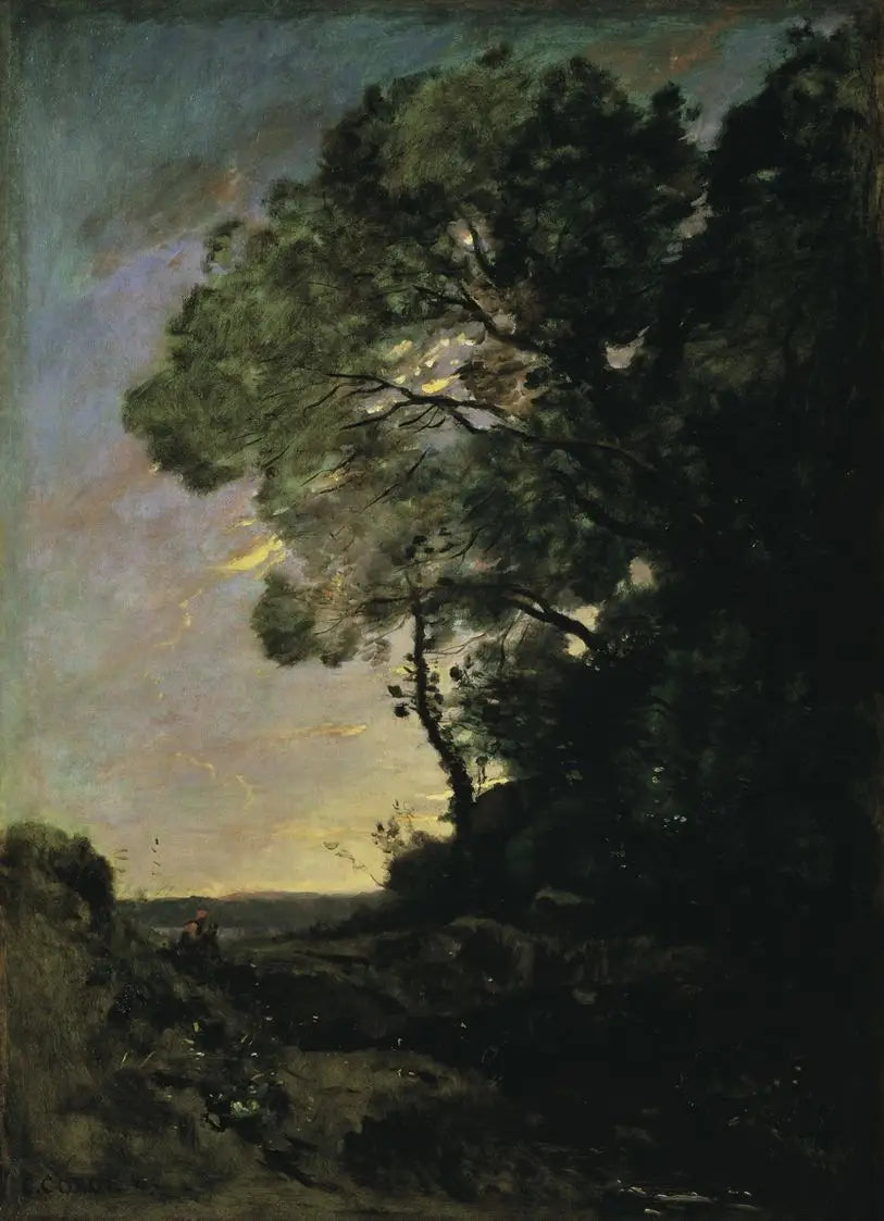 Paisaje de árboles (atardecer) - Jean-Baptiste Camille Corot