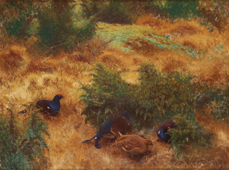 Paisaje otoñal con urogallo negro - Bruno Liljefors