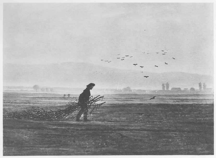 Paisaje de otoño con un hombre recogiendo leña - Caspar David Friedrich