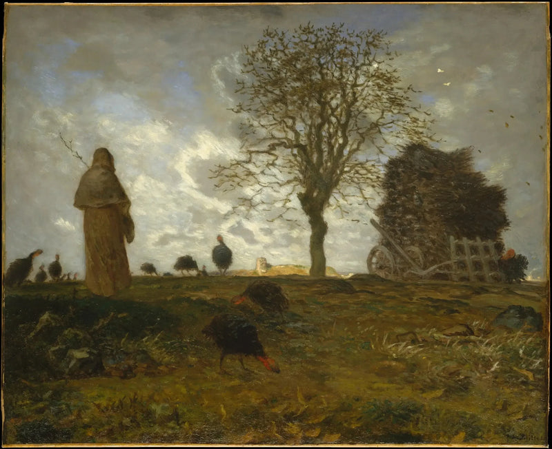 Paisaje de otoño con un rebaño de pavos - Jean-François Millet