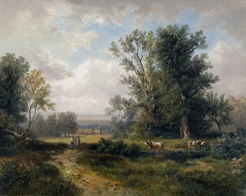 Paisaje de verano con mujeres campesinas y vacas - Jules Breton