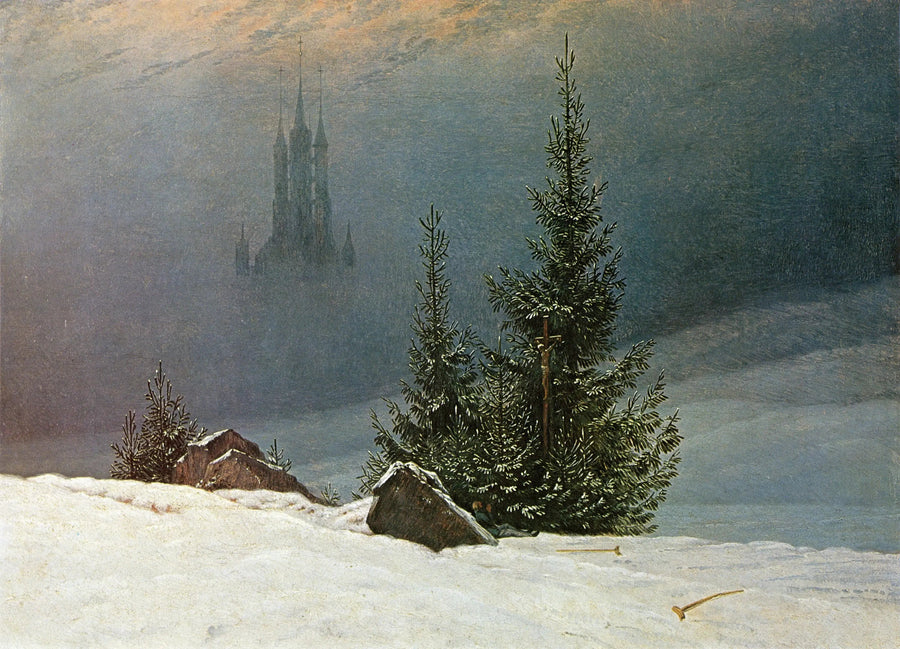 Paisaje de invierno con iglesia - Caspar David Friedrich