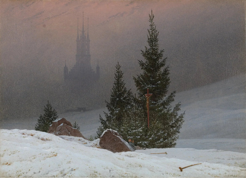 Paisaje de invierno con iglesia - Caspar David Friedrich