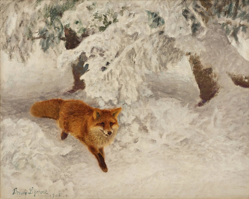 Paisaje invernal con zorro - Bruno Liljefors