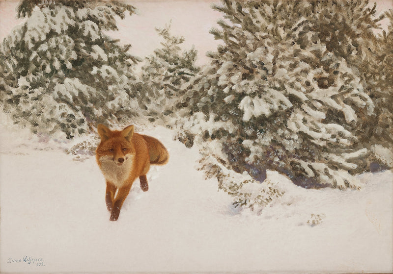 Paisaje invernal con zorro - Bruno Liljefors