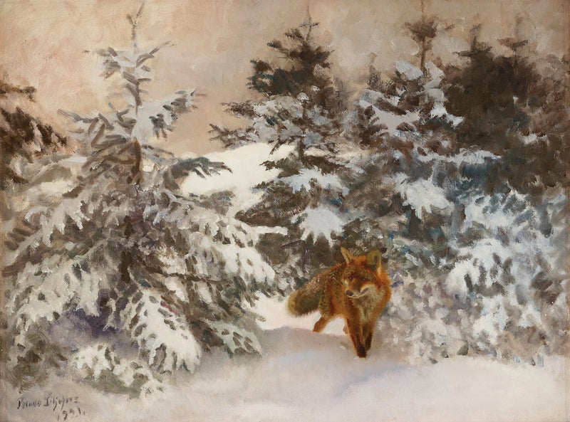 Paisaje invernal con zorro - Bruno Liljefors
