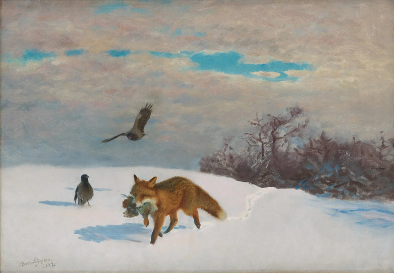 Paisaje invernal con zorro y presa - Bruno Liljefors