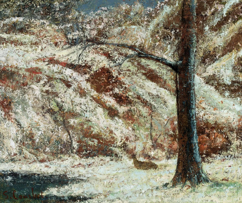 Paisaje de invierno con un ciervo. - Gustave Courbet