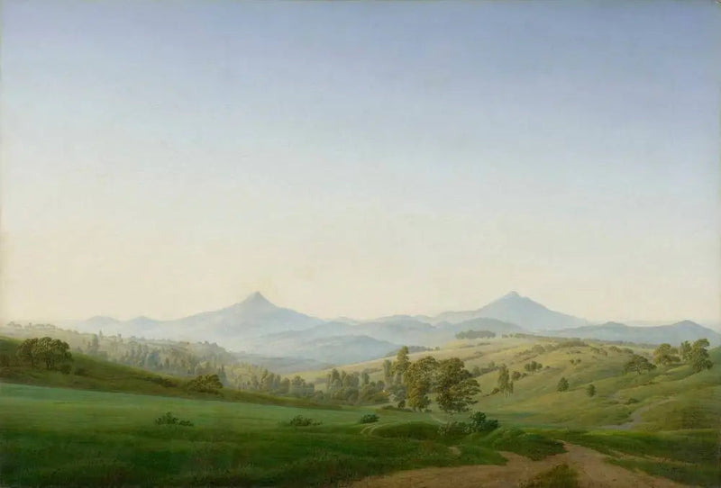 Paisaje de Bohemia con el monte Milleschauer - Caspar David Friedrich
